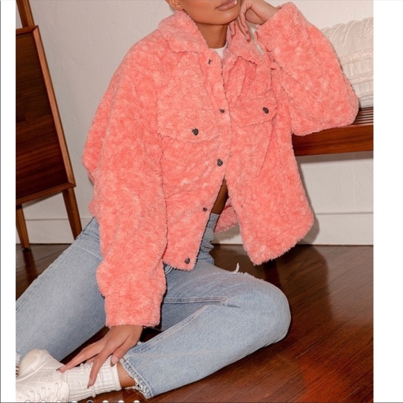 NWT Free People Pink Teddy Cropped Jacket Size Small - Picture 4 of 13